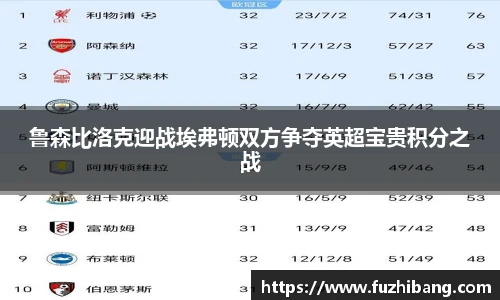 鲁森比洛克迎战埃弗顿双方争夺英超宝贵积分之战